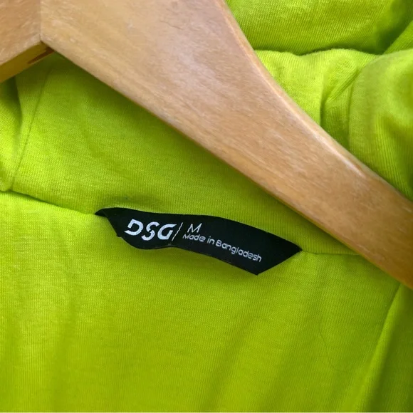 DSG Black and Neon Green Full Zip Up Hooded Puffer Jacket